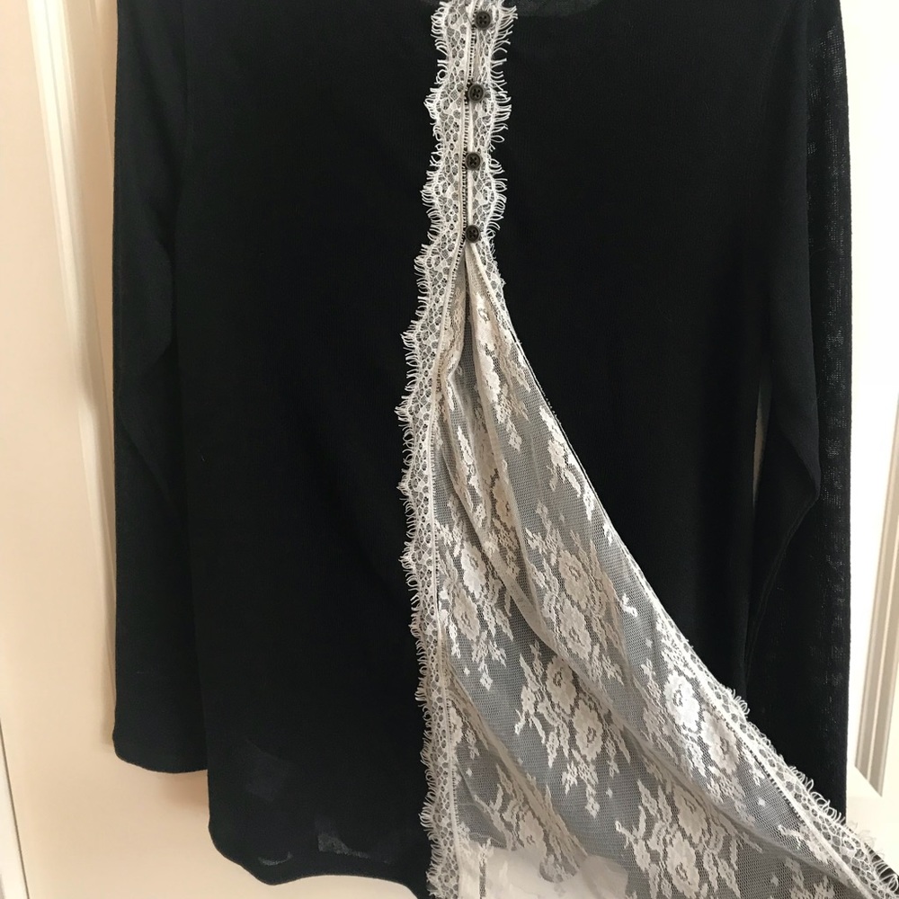 Large Black Sweater- Lace Back